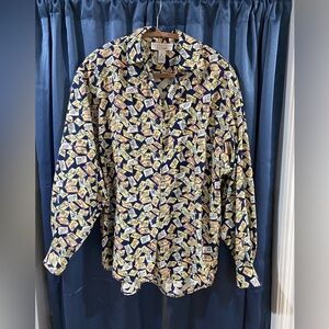 Cambridge Dry Goods Men's Blue and Yellow Patterned Shirt